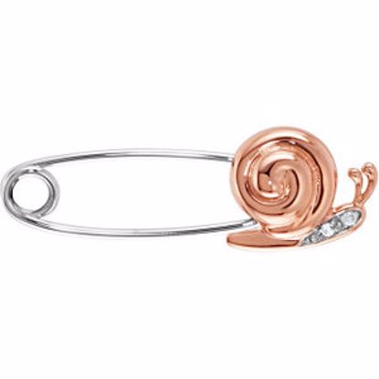 R48064:1000:P 14kt Rose & White Youth Diamond Snail Brooch with Box