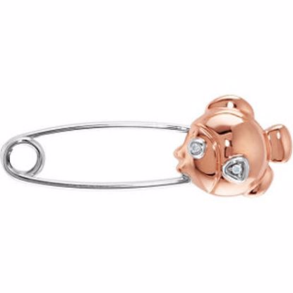 R48065:1000:P 14kt Rose & White Youth Diamond Fish Brooch with Box
