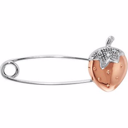 R48066:1000:P 14kt Rose & White Youth Diamond Strawberry Brooch with Box