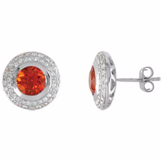 69313:1010:P 14kt White Mexican Fire Opal & 1/2 CTW Diamond Earrings
