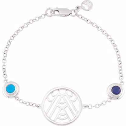 69692:60001:P Sterling Silver Turquoise & Sapphire 7" Bracelet