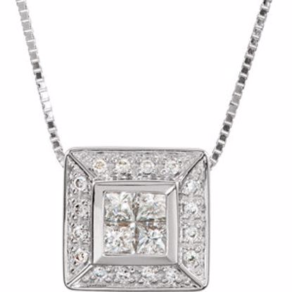 61504:1001:P 14kt White 3/8 CTW Diaomnd 18" Necklace