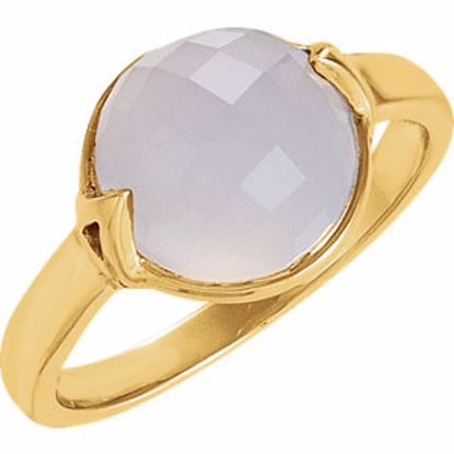 68888:1130:P 18kt Yellow Vermeil Blue Chalcedony Stackable Ring Size 6