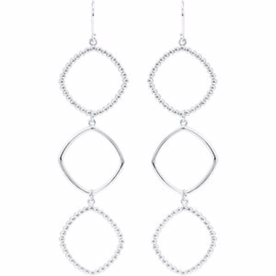 85415:100:P Triple Square Shaped Dangle Earrings