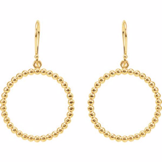 85420:101:P 14kt Yellow Circle Shaped Beaded Design Earrings