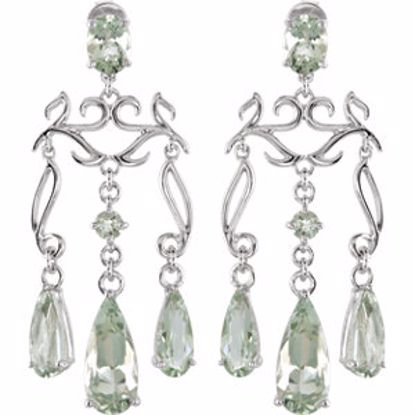 69785:101:P Sterling Silver Green Amethyst Chandelier Earrings