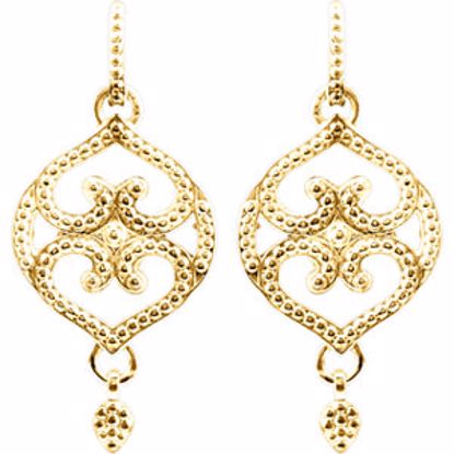 85346:109:P 14kt White Granulated Design Fashion Dangle Earrings with Backs