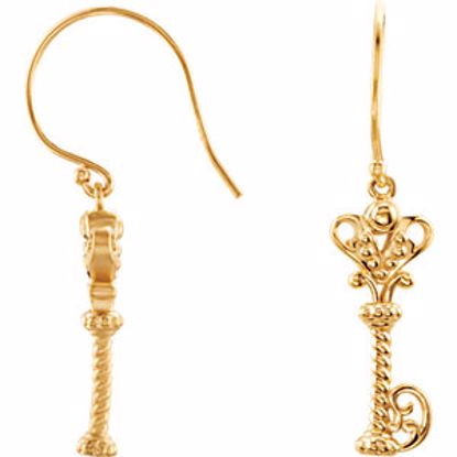 85381:105:P 14kt Yellow Vintage-Inspired Key Design Dangle Earrings