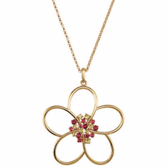 85406:60000:P Peridot & Pink Tourmaline Floral Design Necklace or Pendant Mounting