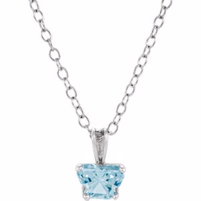 190041:12600:P 10kt White March Birthstone 14" Necklace