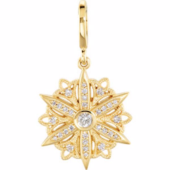 85352:60000:P 14kt Yellow 1/3 CTW Diamond Vintage-Inspired Dangle Charm 