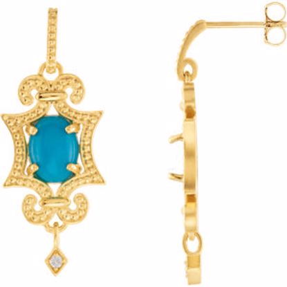 85354:60000:P 14kt Yellow Turquoise & .03 CTW Diamond Earrings