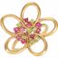 71584:600000:P 14kt Yellow Peridot & Pink Tourmaline Floral Ring