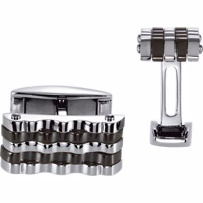 L939:201:P Stainless Steel Cuff Links with Immerse Plating