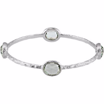 69585:101:P Sterling Silver Green Amethyst 8" Bangle Bracelet