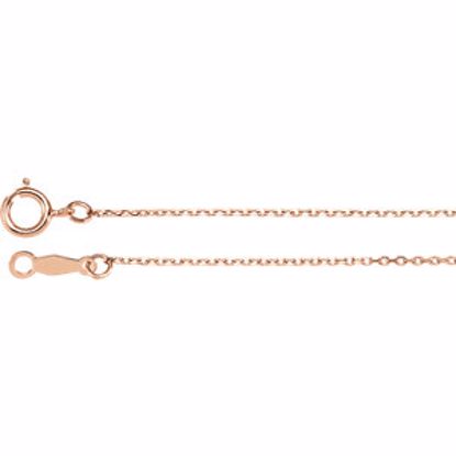 CH123:324107:P 14kt Rose 1mm Diamond Cut Cable 7" Chain