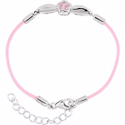 19805:1040:P Sterling Silver BFlower&trade; Rose CZ 6.5-7.5" Nylon Bracelet