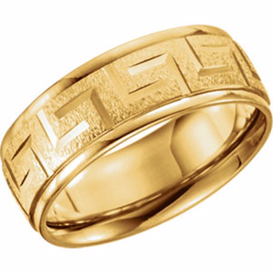 50680:60021:P 14kt Yellow 7mm Greek Key Pattern Band Size 11.5