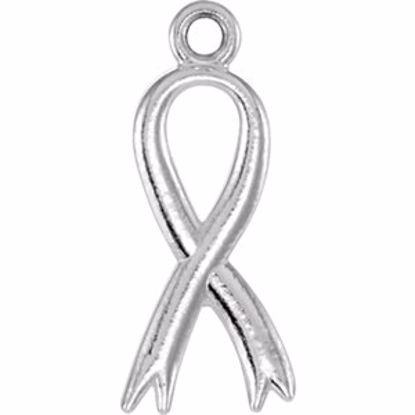 R45322:1001:P 14kt White Breast Cancer Awareness Ribbon Charm 