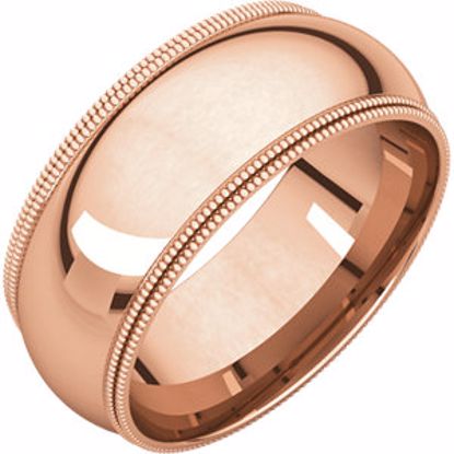 DMGR7:295979:P 14kt Rose 8mm Double Milgrain Comfort Fit Band