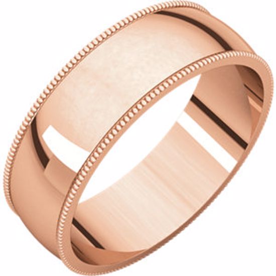 MGL11:151404:P 14 K Rose 6mm Light Milgrain Band