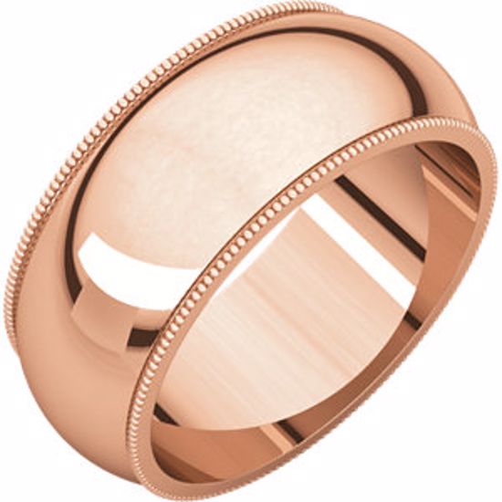 MG11:909:P 14 K Rose 8mm Milgrain Band