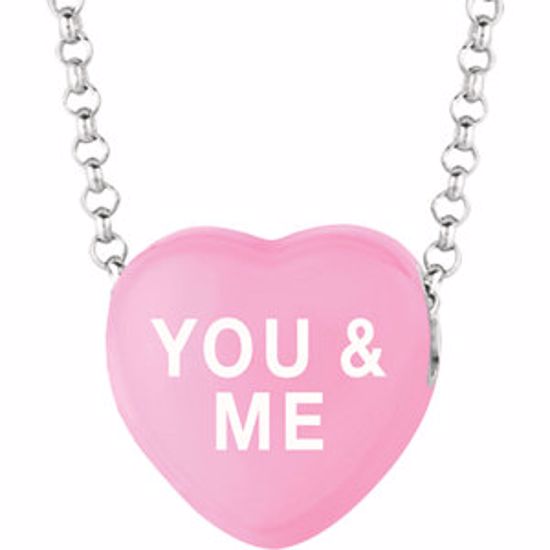 85503:104:P Sweethearts® Dark Pink Enamel "You & Me" Heart on 16" Necklace with Gift Box