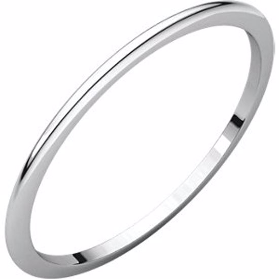 HR7:663:P 18kt White 1mm Half Round Wedding Band