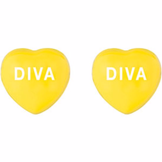 85510:127:P Yellow Enamel "Diva" Heart Shaped Earrings