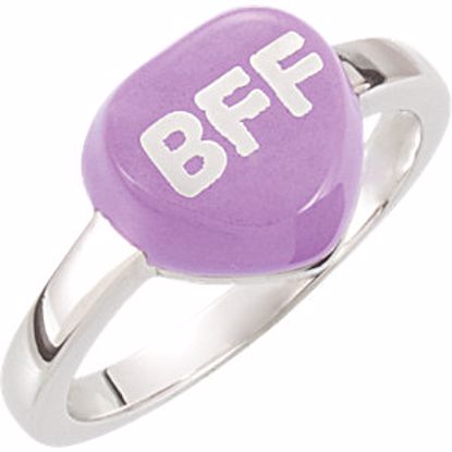 85534:119:P Purple Enamel "BFF" Heart Shaped Ring 