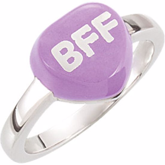 85534:119:P Purple Enamel "BFF" Heart Shaped Ring 