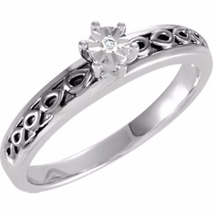 650006:101:P Sterling Silver .015 CTW Diamond Illusion Engagement Ring Size 7  