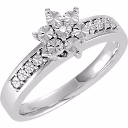 650025:101:P Sterling Silver .005 CTW Diamond Illusion Engagement Ring Size 7