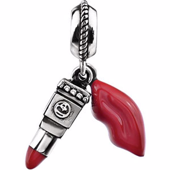 28624:101:P Sterling Silver Red Lipstick Dangle