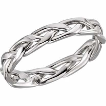 50127:216698:P 14kt White 3.75mm Hand Woven Band Size 4.5