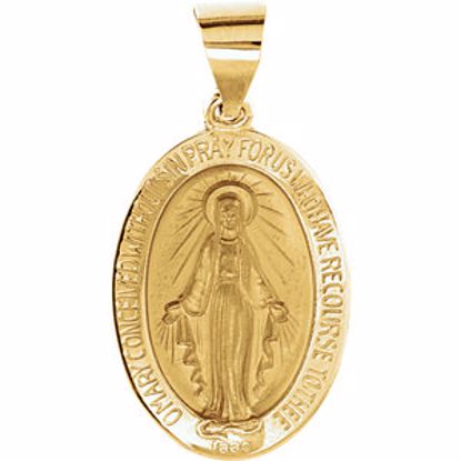 R45333:103:P 14kt Yellow 19x13.5mm Oval Hollow Miraculous Medal