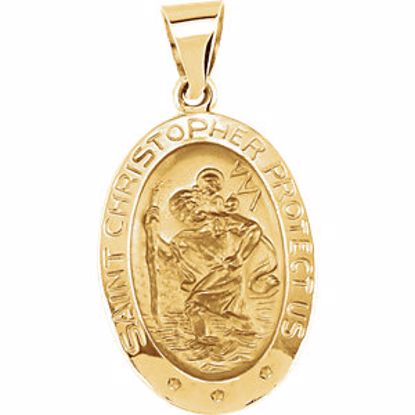 R41617:60005:P 14kt Yellow 19x13.5mm Oval St. Christopher Hollow Medal