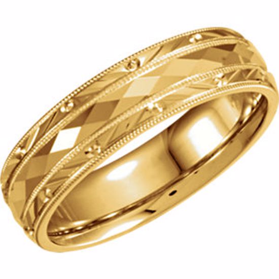 5717:276935:P 10kt Yellow 6mm Comfort Fit Design Band Size 10