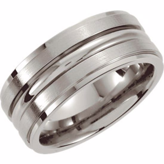 STST1015:0105:P Stainless Steel 8mm Grooved Ridged Band Size 10.5