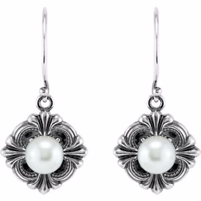 85240:103:P Sterling Silver 29.2x14.3mm Victorian Style Earring Mounting for Pearl 