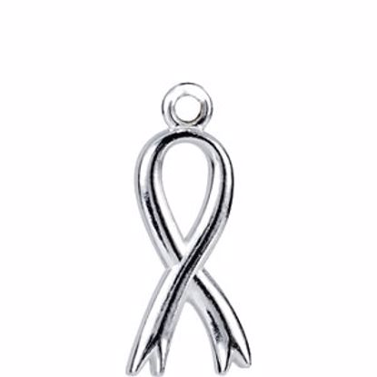 R45322:10010:P 14kt White Breast Cancer Awareness Ribbon Charm with Jump Ring