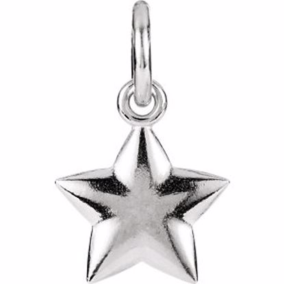 85467:10010:P 14kt White 15.75x9.75mm Puffed Star Charm with Jump Ring