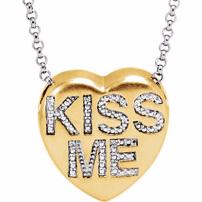 650271:107:P .02 CTW Diamond "Kiss Me" Heart Necklace 