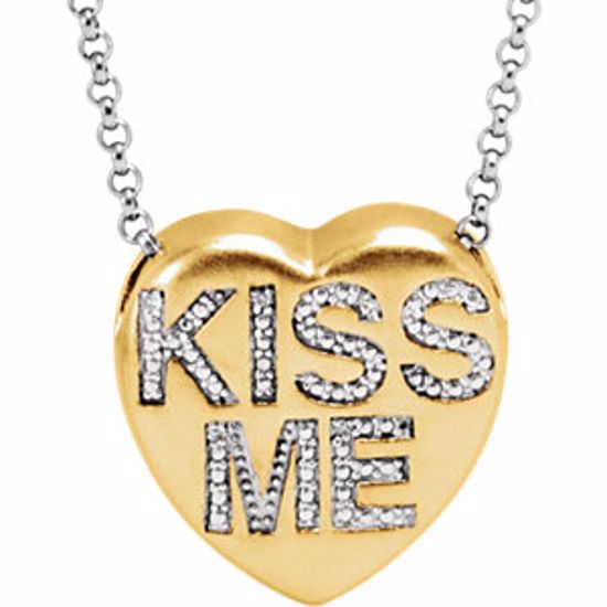 650271:107:P .02 CTW Diamond "Kiss Me" Heart Necklace 