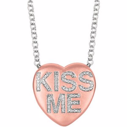 650271:108:P .02 CTW Diamond "Kiss Me" Heart Necklace 