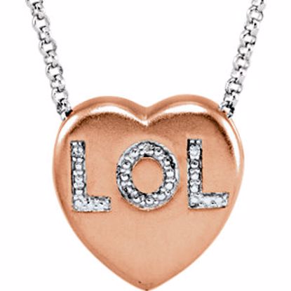 650271:132:P .007 CTW Diamond "LOL" Heart Necklace 