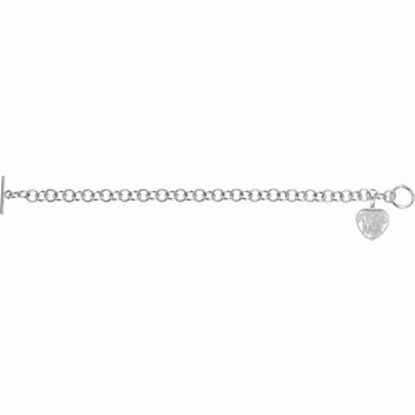 650280:613:P .015 CTW Diamond "Kiss Me" Heart Charm on 7.5" Bracelet