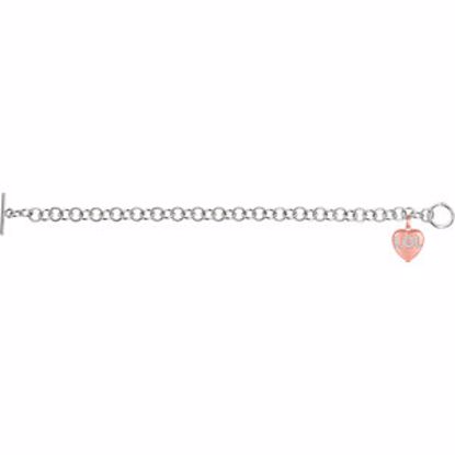 650280:633:P .0065 CTW Diamond "LOL" Heart Charm on 7.5" Bracelet
