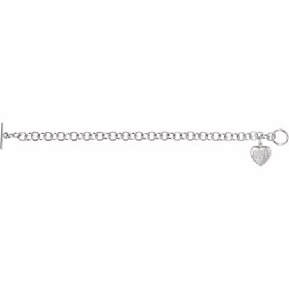 650280:634:P .0065 CTW Diamond "BFF" Heart Charm on 7.5" Bracelet