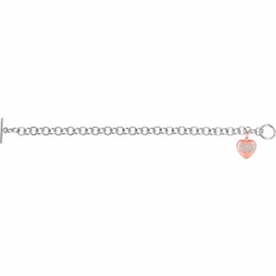 650280:639:P .01 CTW Diamond "Fab" Heart Charm on 7.5" Bracelet